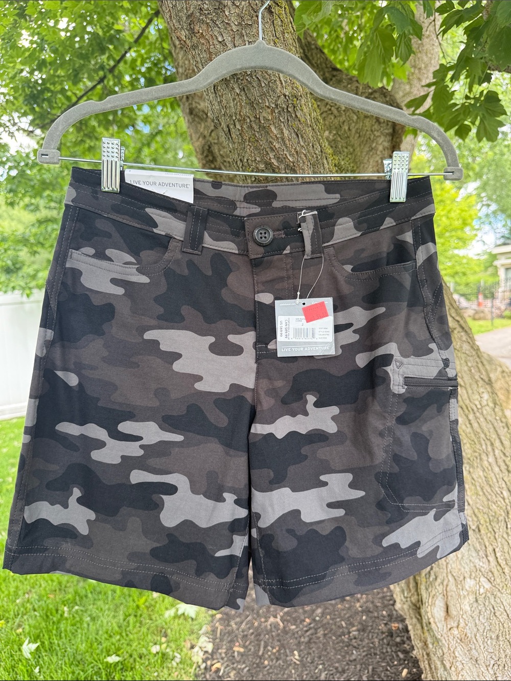 Eddie Bauer Women's Camo Cargo Shorts - Black & Gray